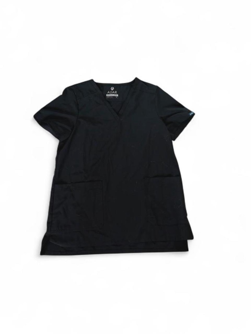 ADAR Addition Black V-Neck Scrub Top, Medium